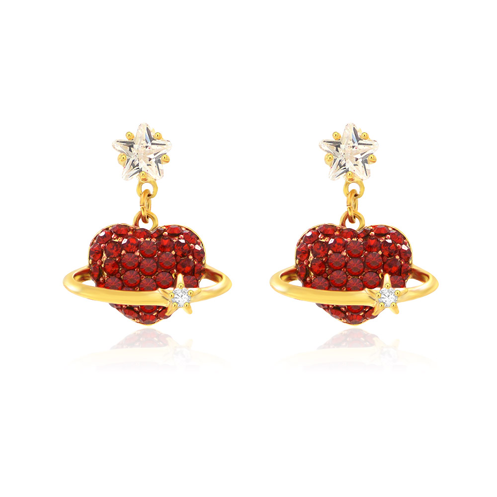 Wholesale Red Crystal Heart Earrings For Women